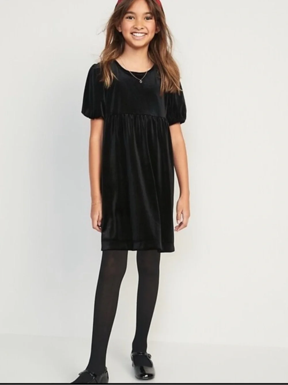 NWOT Old Navy Cozy Velour Puff Sleeve Swing Dress